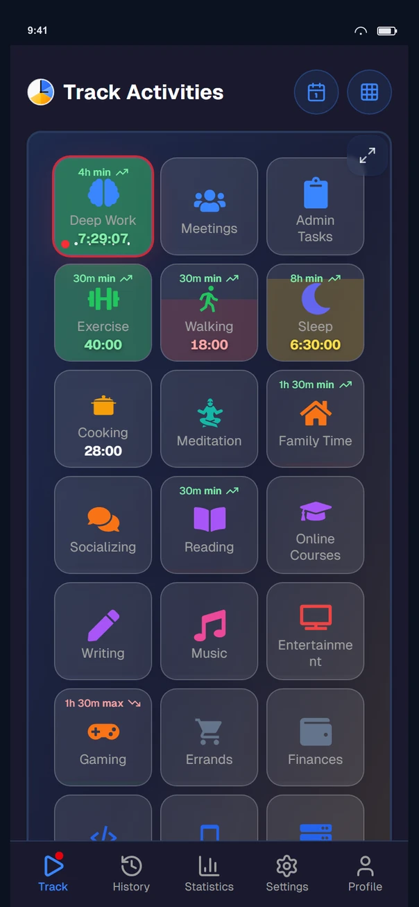 Timetracker iPhone app screenshot 1