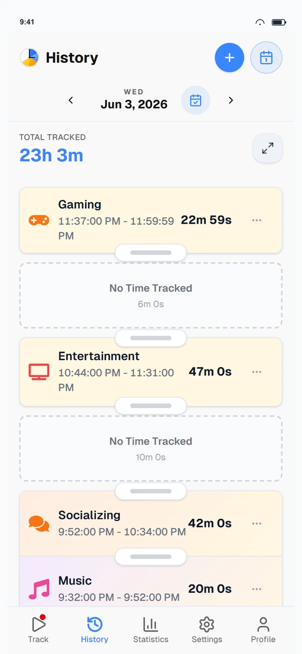 Timetracker iPhone app screenshot 2