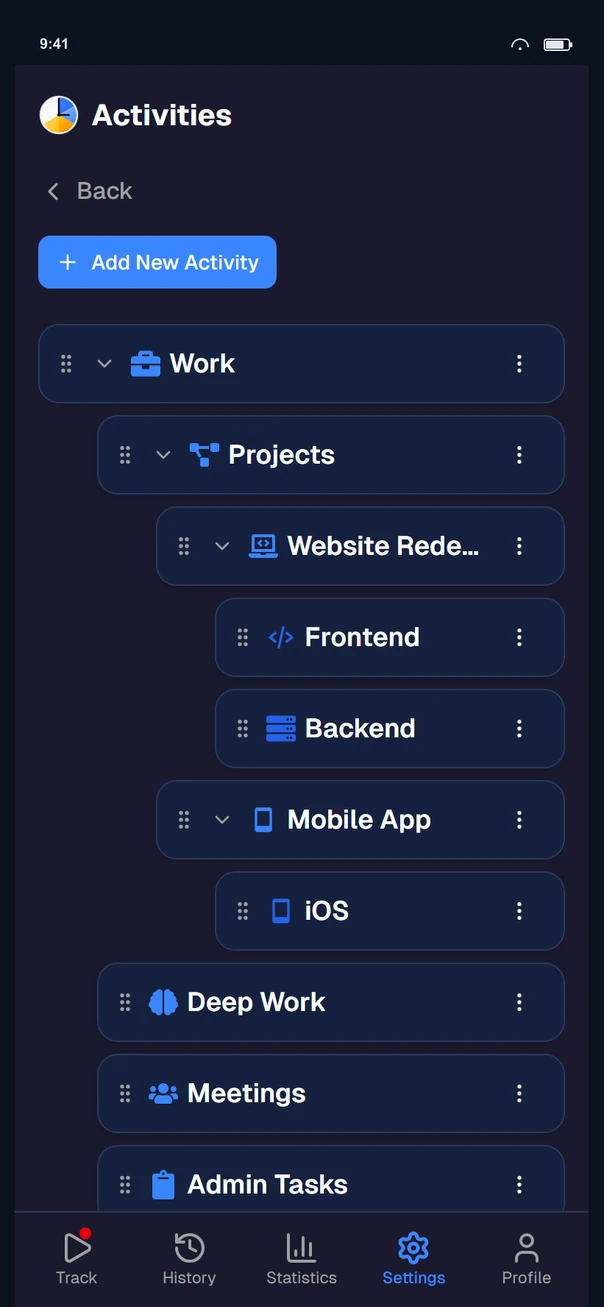 Timetracker iPhone app screenshot 3